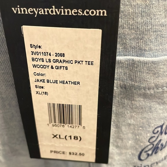 Vineyard Vines Christmas whale long sleeve tee shirt youth xl (18) - Picture 2 of 4